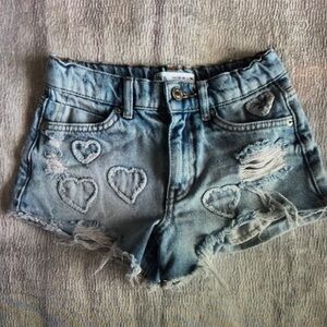 Stylish Kids Denim Shorts with Heart Accents